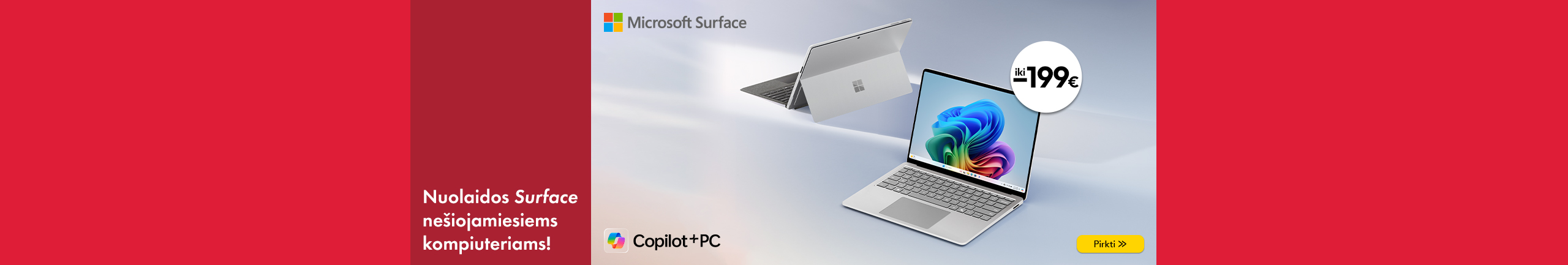 Nuolaidos Microsoft Surface nešiojamiesiems kompiuteriams!