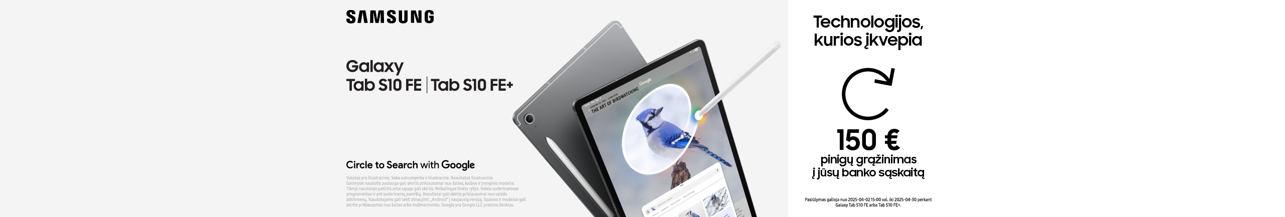 Perkant naują Samsung Galaxy S10 FE | Tab S10 FE+ atgaukite 150€