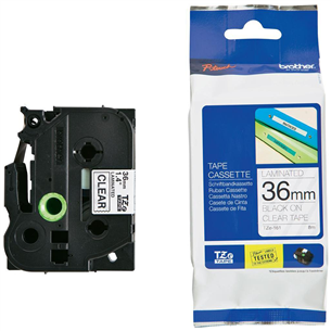 Laminated tape black on clear 8m x 36mm, Brother TZE161