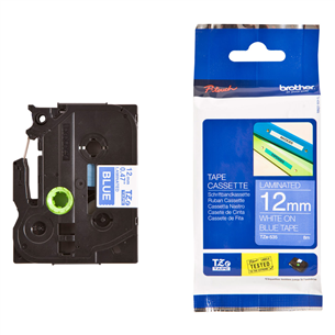 Laminated tape white on blue 8m x 12mm, Brother TZE535