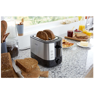 Philips Viva Collection, 1000 W, black/inox - Toaster Item - HD2637/90