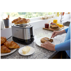 Philips Viva Collection, 1000 W, black/inox - Toaster Item - HD2637/90