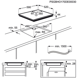 Electrolux 600 FlexiBridge, Hob2Hood, EcoTimer, ширина 59 см, без рамы, черный - Интегрируемая индукционная варочная панель Товар - EIV634