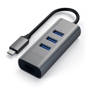 Satechi, USB C+Gigabit Ethernet, серый/черный - Адаптер Товар - ST-TC2N1USB31AM ST-TC2N1USB31AM