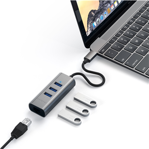 Satechi, USB C+Gigabit Ethernet, grey/black - Adapter Item - ST-TC2N1USB31AM