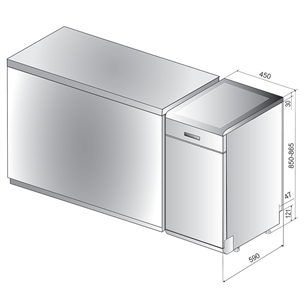Whirlpool, 10 place settings, silver - Freestanding Dishwasher Item - WSFO3023