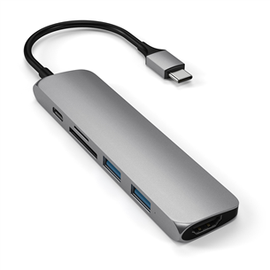 Satechi, USB-C hub Multi-port 4K + SD-reader, grey - Adapter Item - ST-SCMA2M ST-SCMA2M