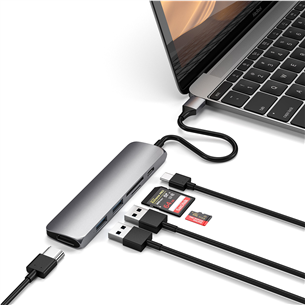 Satechi, USB-C hub Multi-port 4K + SD-reader, grey - Adapter Item - ST-SCMA2M