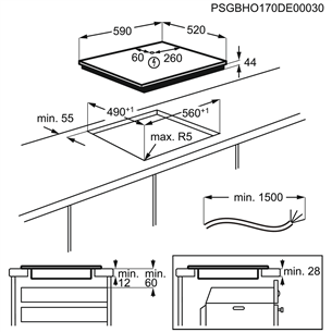 Electrolux 300, width 59 cm, frameless, black - Built-in Induction Hob Item - CIR60430