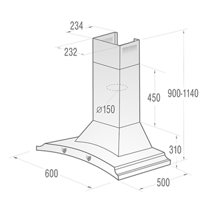 Gorenje, 621 m³/h, width 60 cm, black - Cooker Hood Item - DK63MCLB