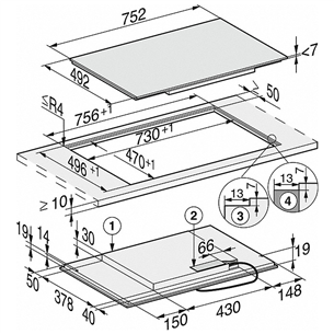 Miele, width 75.2 cm, frameless, black - Built-in induction hob Item - KM7414FX