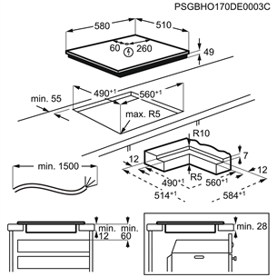 AEG 6000 Bridge, width 58 cm, frameless, black - Built-in Induction Hob Item - IKE64441IB
