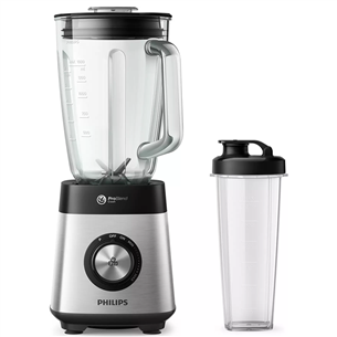 Philips, 1000 Вт, 2 л, нерж. сталь/черный - Блендер + спортивная бутылка HR3573/90