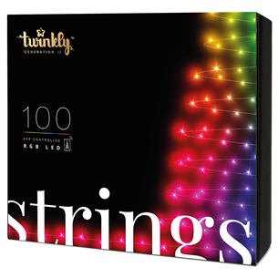 Twinkly 100 RGB LED String (Gen II), IP44, 8 m, black - Smart Christmas Lights Item - TWS100STP-BEU TWS100STP-BEU