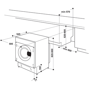 Whirlpool, 7 kg, depth 55 cm, 1400 rpm - Built-in Washing Machine Item - BIWMWG71483EEU