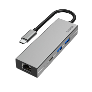 Šakotuvas Hama USB-C - 2xUSB-A/USB-C/LAN Prekė - 00200108 00200108