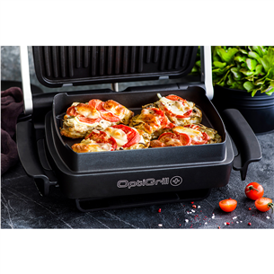 Tefal Optigrill+ + Snacking and backing XL, 2000 Вт, черный/нерж. сталь - Электрический гриль + насадка для запекания Товар - GC724D12