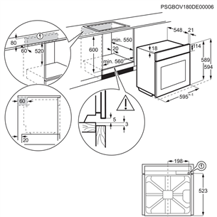 Electrolux, 72 L, pyrolytic cleaning, black/white - Built-in oven Item - EOE8P39WV