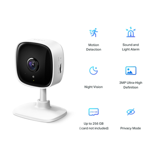 TP-Link Tapo C110, 3 MP, WiFi, night vision, white - Security Camera Item - TAPOC110