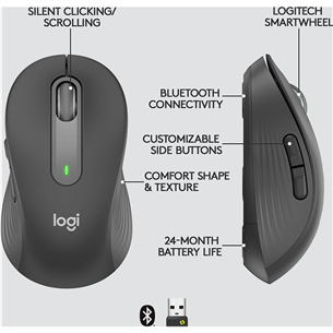 Logitech Signature M650 L, silent, black - Wireless Optical Mouse Item - 910-006236