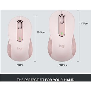 Logitech Signature M650 L, silent, pink - Wireless Optical Mouse Item - 910-006237