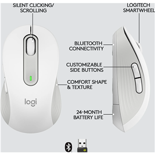 Logitech Signature M650 L, silent, white - Wireless Optical Mouse Item - 910-006238