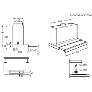 Electrolux, 600 m³/h, width 59.8 cm, grey - Built-in Cooker Hood Item - LFP616X