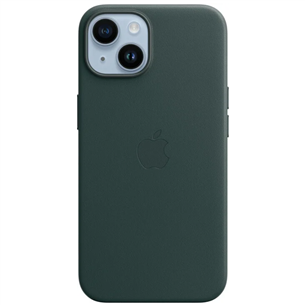 Apple iPhone 14 Leather Case with MagSafe, темно-зеленый - Кожаный чехол Товар - MPP53ZM/A MPP53ZM/A