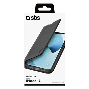 SBS Book Wallet Lite, iPhone 14, черный - Чехол для смартфона Товар - TEBKLITEIP1461K