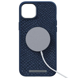 Dėklas Njord byElements Salmon MagSafe iPhone 14 Plus, Odinis, Mėlynas Prekė - NA42SL01