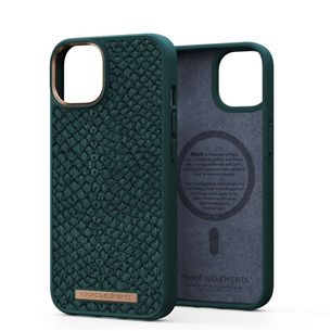 Dėklas Njord byElements Salmon MagSafe iPhone 14, Odinis, Žalias Prekė - NA41SL02 NA41SL02