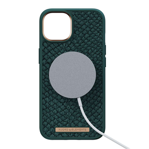 Dėklas Njord byElements Salmon MagSafe iPhone 14, Odinis, Žalias Prekė - NA41SL02