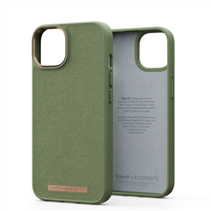 Dėklas Njord byElements Suede Comfort+ iPhone 14, Olive Prekė - NA41CM06 NA41CM06