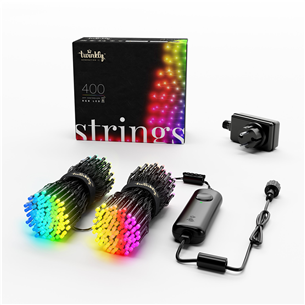Twinkly Strings, 400 LED, IP44, 32 m, black - Smart Christmas Lights Item - TWS400STP-BEU