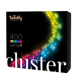 Twinkly Cluster, 400 LED, IP44, 6 m, black - Smart Christmas Lights Item - TWC400STP-BEU TWC400STP-BEU