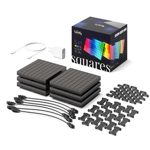 Twinkly Squares, 6 panels, IP20, black - Smart Light Wall Panels Starter Kit Item - TWQ064STW-07-BEU