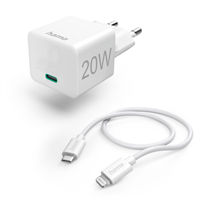 Hama Wall charger and Lightning cable, 20 Вт, белый - Адаптер питания с кабелем Товар - 00201620 00201620