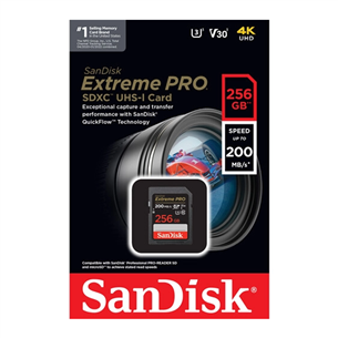 SanDisk Extreme Pro UHS-I, SDXC, 256 ГБ, черный - Карта памяти Товар - SDSDXXD-256G-GN4IN