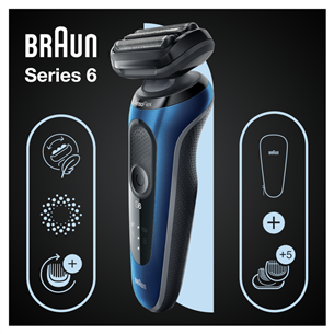 Braun Series 6 AutoSense Wet & Dry, черный/синий - Бритва Товар - 61-B1500S