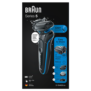 Barzdaskutė Braun Series 5 AutoSense Wet & Dry, black/blue Prekė - 51-B4650CS