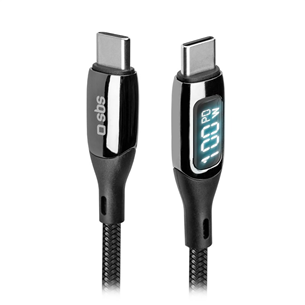 SBS USB-C - USB-C, 100 Вт, LED, 1 м, черный - Кабель Товар - TECABLETCCLED100WK TECABLETCCLED100WK