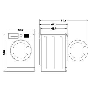 Whirlpool 7 kg, gylis 43.5 cm, 1200 rpm -- Skalbimo mašina