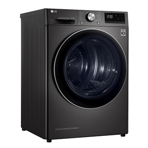 LG, 9 kg, depth 66 cm, black - Clothes Dryer Item - RH90V9JV2N.BBLQKMR