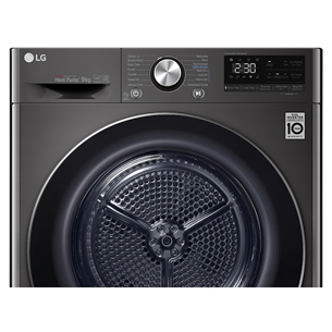 LG, 9 kg, depth 66 cm, black - Clothes Dryer Item - RH90V9JV2N.BBLQKMR