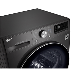 LG, 9 kg, depth 66 cm, black - Clothes Dryer Item - RH90V9JV2N.BBLQKMR