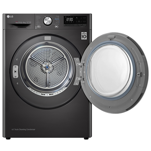LG, 9 kg, depth 66 cm, black - Clothes Dryer Item - RH90V9JV2N.BBLQKMR