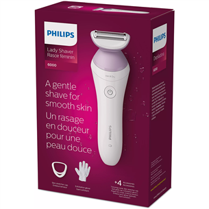 Philips Lady Shaver Series 6000, сухое и влажное использование, белый/сиреневый - Беспроводная бритва Товар - BRL136/00