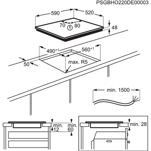 Electrolux 300 Basic, width 59 cm, frameless, black - Built-in induction hob Item - LIB60420CK