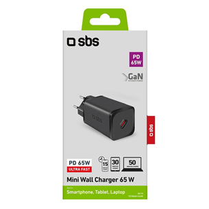 Įkroviklis SBS Mini Wall Charger, USB-C, 65 W Prekė - TETRGAN1C65W