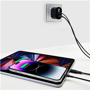 Įkroviklis SBS, USB-A, USB-C, LCD, 20 W, black